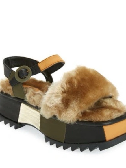 Farm Rio Khaki Patchwork Platform Sandal